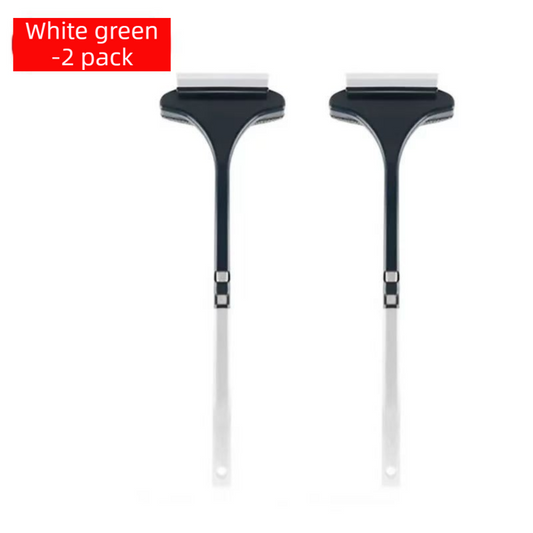 2-Pack 2-in-1 Professional Window Screen Brush & Glass Cleaner - Detachable Long-Handle Squeegee & Scrubber (White Green).