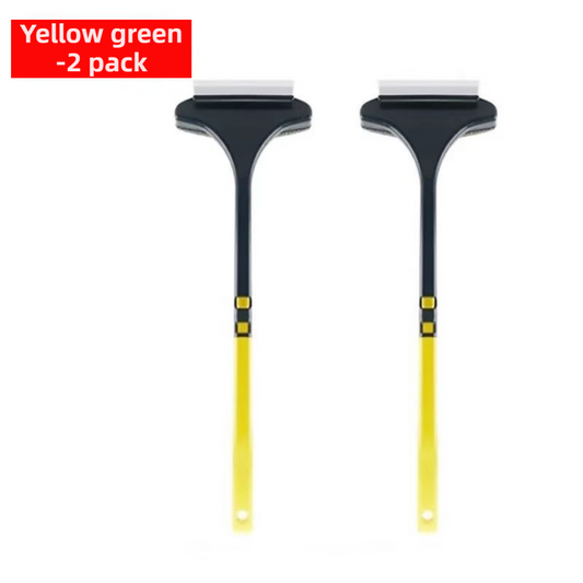 2-Pack 2-in-1 Professional Window Screen Brush & Glass Cleaner - Detachable Long-Handle Squeegee & Scrubber (Yellow Green).