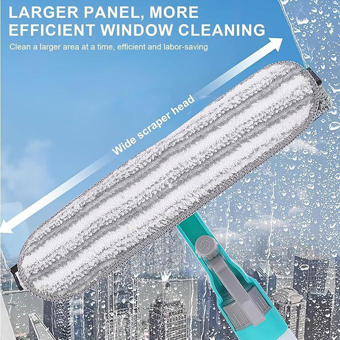 4-in-1 Versatile Window Cleaning Kit - All-in-One Spray, Squeegee, Brush, and Plush Scrubber.
