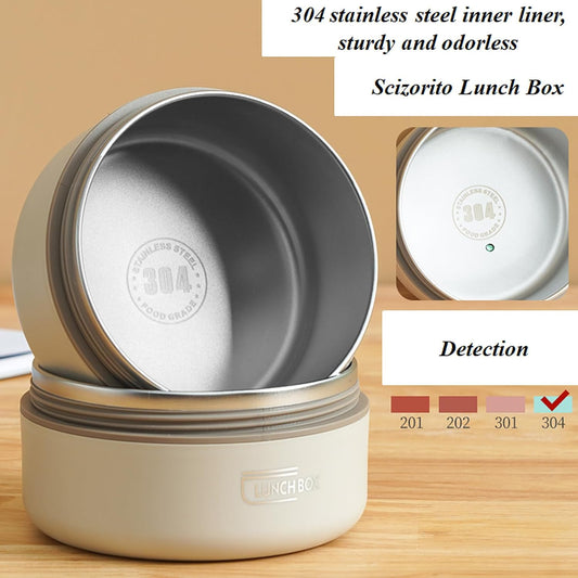 2-Pack Brown 304 Stainless Steel Microwave-Safe Lunch Box Set - Stackable Insulated Bento Containers for Office & School