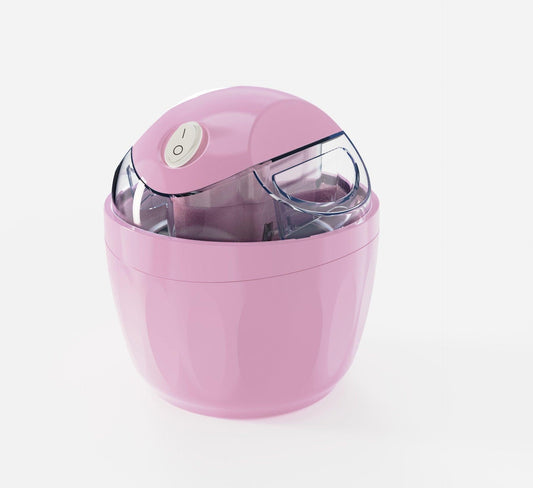 Pink 500ML Compact Electric Ice Cream Maker - Portable Quick Iced Drink Bucket & Soft Serve Machine with Rapid 15-Min Freezing.