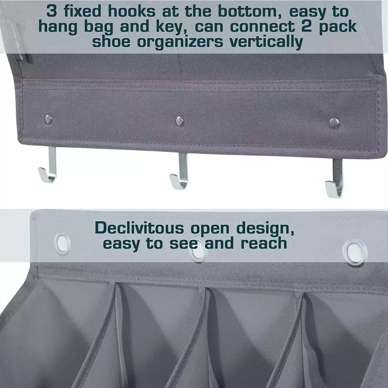 12-Pockets Black Collapsible Over-the-Door Hanging Storage Bag - Space-Saving Shoes & Sundries Wall Holder with Hooks