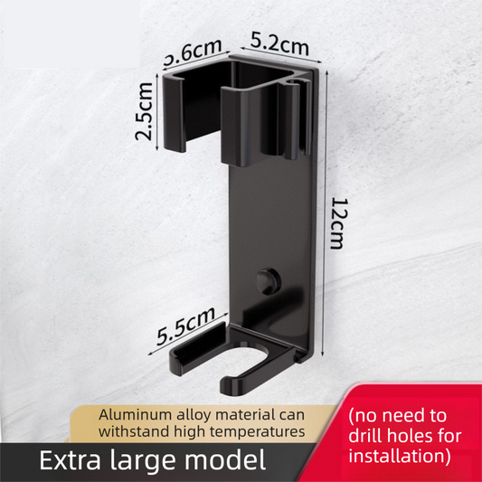 Large Black Wall-Mounted Aluminum Curling Iron Holder with Tidy Cord - Heat-Resistant Hair Straightener Storage Rack for Diameter â¥ 36mm.