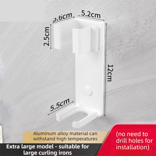 Large White Wall-Mounted Aluminum Curling Iron Holder with Tidy Cord - Heat-Resistant Hair Straightener Storage Rack for Diameter â¥ 36mm.