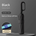 Black Heavy Duty Fully Automatic Carabiner Umbrella with Integrated Hook Handle (Diameter 116CM) - Ultra Windproof and UV Protective Sun & Rain Umbrella