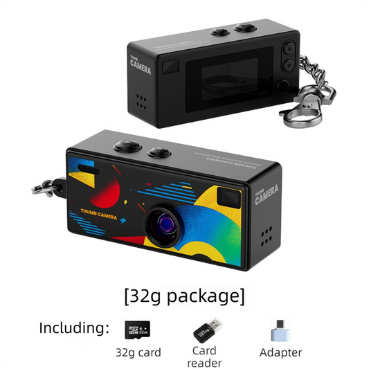 G6 Black Ultra-Mini Thumb Camera with 32GB Card, Card Reader & Adapter - HD Instant Pocket-Sized Action Cam for Students & Kids.