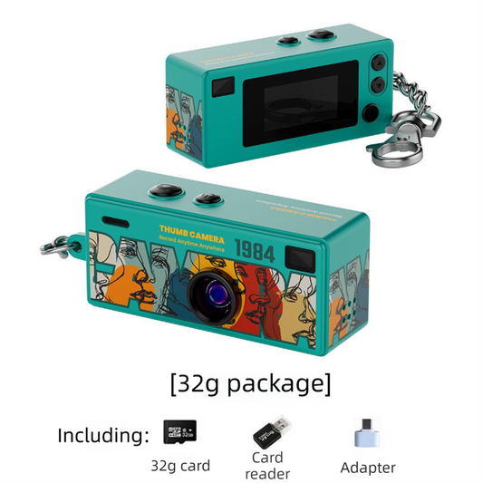 G6 Green Ultra-Mini Thumb Camera with 32GB Card, Card Reader & Adapter - HD Instant Pocket-Sized Action Cam for Students & Kids.