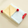 Plaid Apple Premium Soft Fleece Dog Bed Mat/Quilt (S Size 50 x 35 CM) - All-Season Reversible Warm Cat Nap Pad