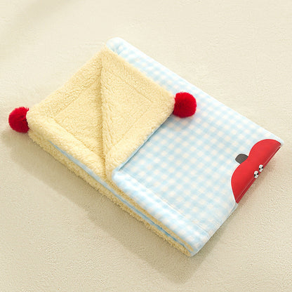 Plaid Apple Premium Soft Fleece Dog Bed Mat/Quilt (S Size 50 x 35 CM) - All-Season Reversible Warm Cat Nap Pad