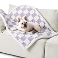 100 x 130 CM Waterproof Soft Sherpa Fleece Pet Blanket (Purple Gingham) - Reversible Thickened Furniture Protector for Dogs & Cats