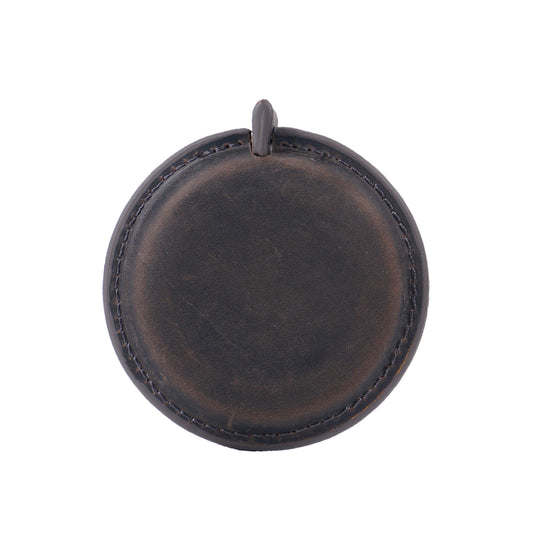 Coffee Handmade Crazy Horse Leather Retractable Tape Measure Keychain Dual Sided Scale 150cm/60" Mini Pocket Ruler for Sewing & Body Measuring
