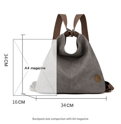 Coffee Versatile 3-in-1 Canvas Backpack and Shoulder Bag Large Capacity Handbag for Women Ideal for Travel School and Everyday Use
