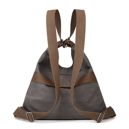 Coffee Versatile 3-in-1 Canvas Backpack and Shoulder Bag Large Capacity Handbag for Women Ideal for Travel School and Everyday Use