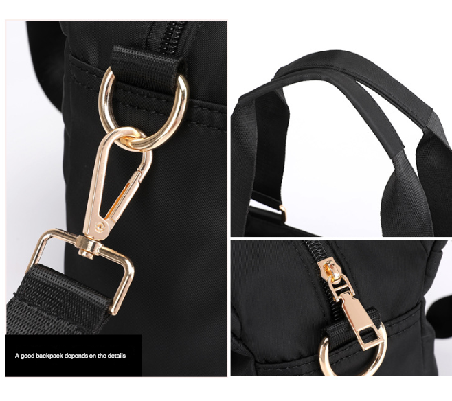 Pink Women's Large Capacity Water-Resistant Nylon Handbag Multi-Compartment Crossbody Shoulder Bag for Work Travel and Daily Use 30cm