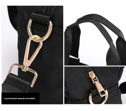 Pink Women's Large Capacity Water-Resistant Nylon Handbag Multi-Compartment Crossbody Shoulder Bag for Work Travel and Daily Use 30cm