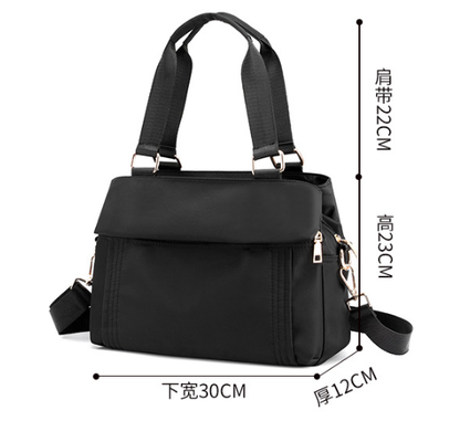 Grey Women's Large Capacity Water-Resistant Nylon Handbag Multi-Compartment Crossbody Shoulder Bag for Work Travel and Daily Use 30cm