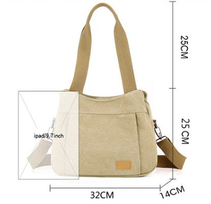 Black Multi-functional Large Capacity Canvas Tote Bag - Versatile 3-Way Adjustable Shoulder and Crossbody Handbag for Work, Travel, and Daily Use