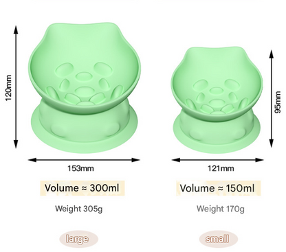 L Pink 2-Piece Elevated Silicone Pet Bowl Set - Slanted Neck Protection Cat Bowl with Anti-Slip Suction Base for Cats and Small Dogs