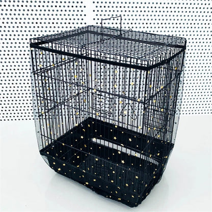 XXL Black Star【Height 40, Circumference 220】 Large Bird Cage Seed Catcher Net Cover - Adjustable Mesh Guard Splash-Proof Dust Cover for Indoor Outdoor Cages