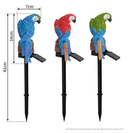 Red Solar Powered Parrot Garden Stake Lights - Hand-Painted Waterproof Resin LED Landscape Lamps for Outdoor Patio, Lawn, and Yard Decoration
