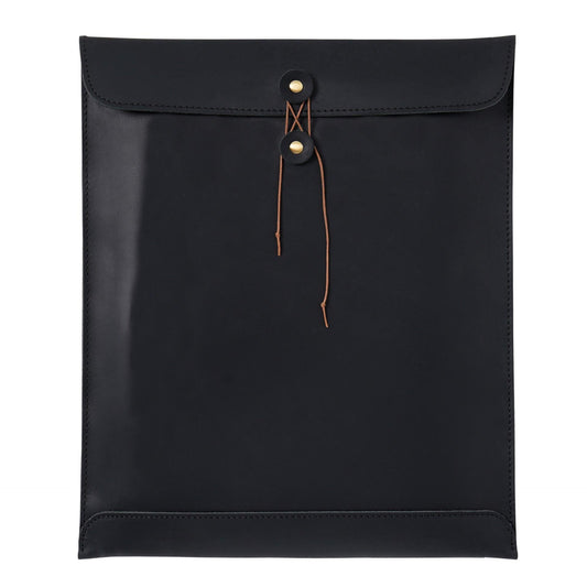 Black Premium Genuine Top Grain Leather A4 Document Folder - Vintage Handcrafted Portfolio Bag & File Organizer for Business and Office.