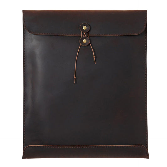 Coffee Premium Genuine Top Grain Leather A4 Document Folder - Vintage Handcrafted Portfolio Bag & File Organizer for Business and Office.