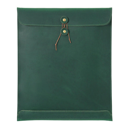 Green Premium Genuine Top Grain Leather A4 Document Folder - Vintage Handcrafted Portfolio Bag & File Organizer for Business and Office.