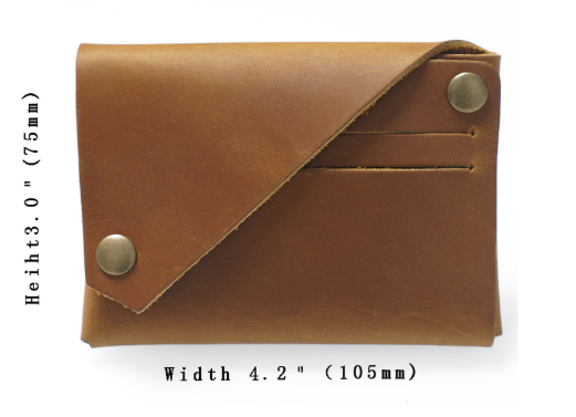 Coffee Vintage Genuine Leather Mini Wallet - Minimalist Handmade Card Holder & Coin Purse for Men and Women - Retro Cowhide Snap Wallet