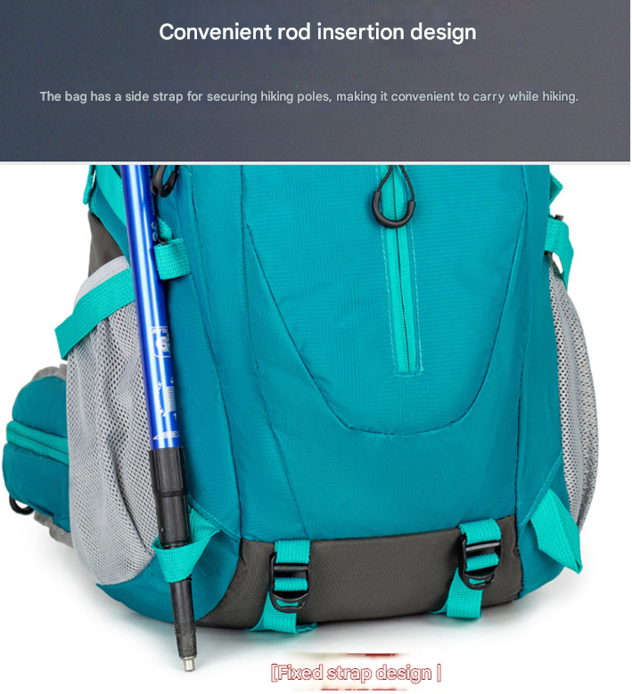 Blue Professional Large Capacity Hiking Backpack - Waterproof Lightweight Outdoor Trekking Rucksack with Hydration Port and Emergency Safety Whistle