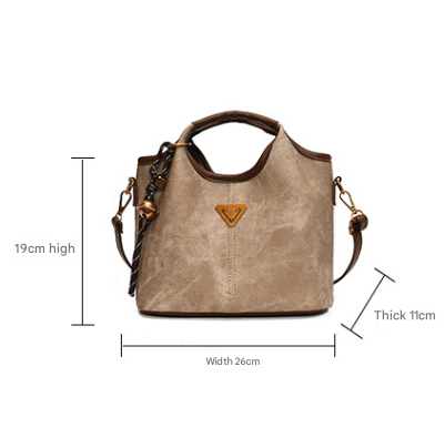 Coffee-brown Vintage Soft PU Leather Crossbody Handbag | Large Capacity Shoulder Tote | Unique Minimalist Design