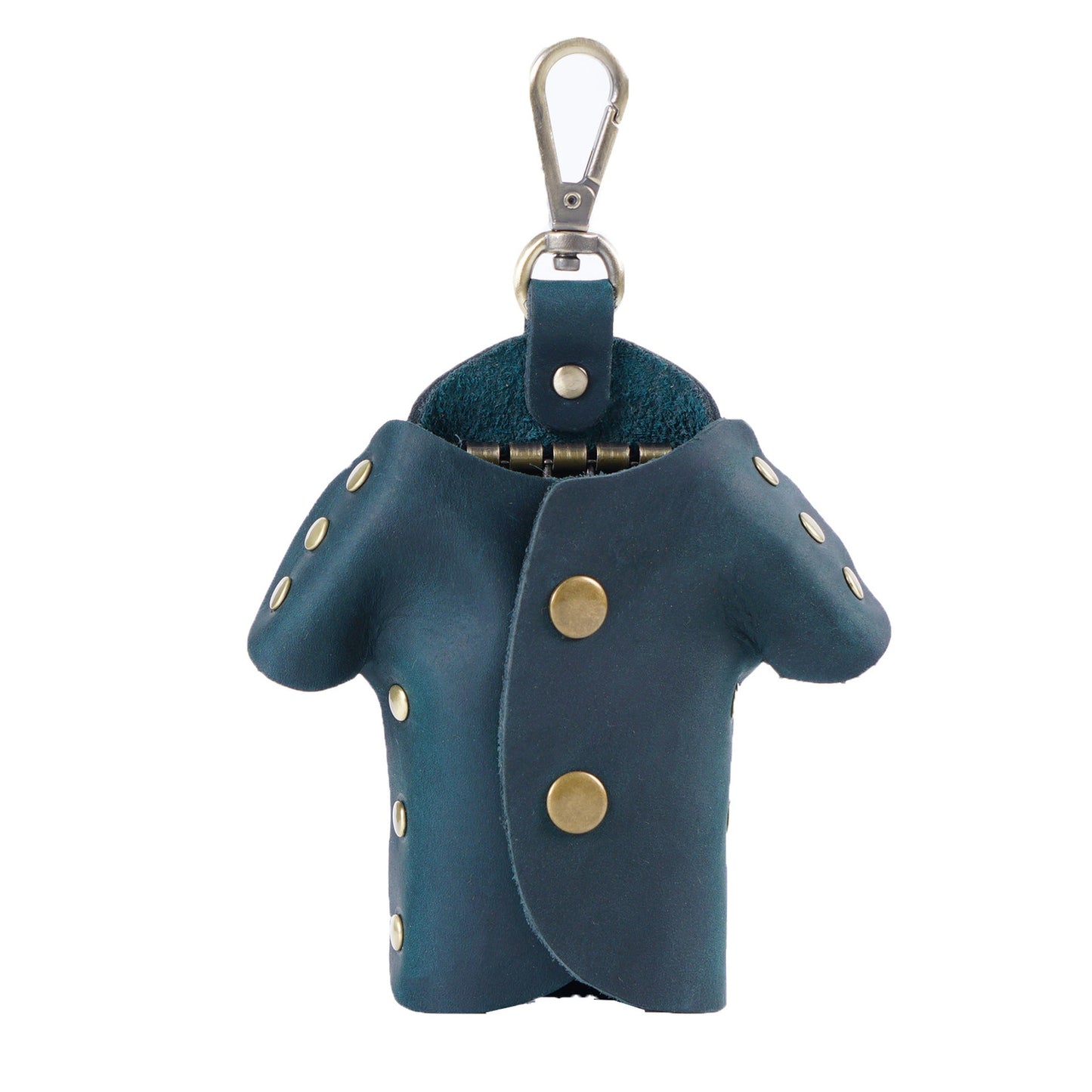 Blue Genuine Crazy Horse Leather Key Case Creative Jacket Shape Holder Vintage Cowhide Pouch for Car Fob & House Keys Brown