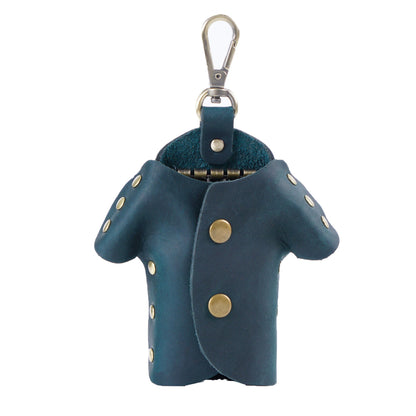 Blue Genuine Crazy Horse Leather Key Case Creative Jacket Shape Holder Vintage Cowhide Pouch for Car Fob & House Keys Brown