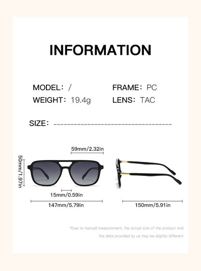 Jelly Yellow Retro Double Bridge Square Frame Polarized Sunglasses - Driving Sun Protection Eyewear