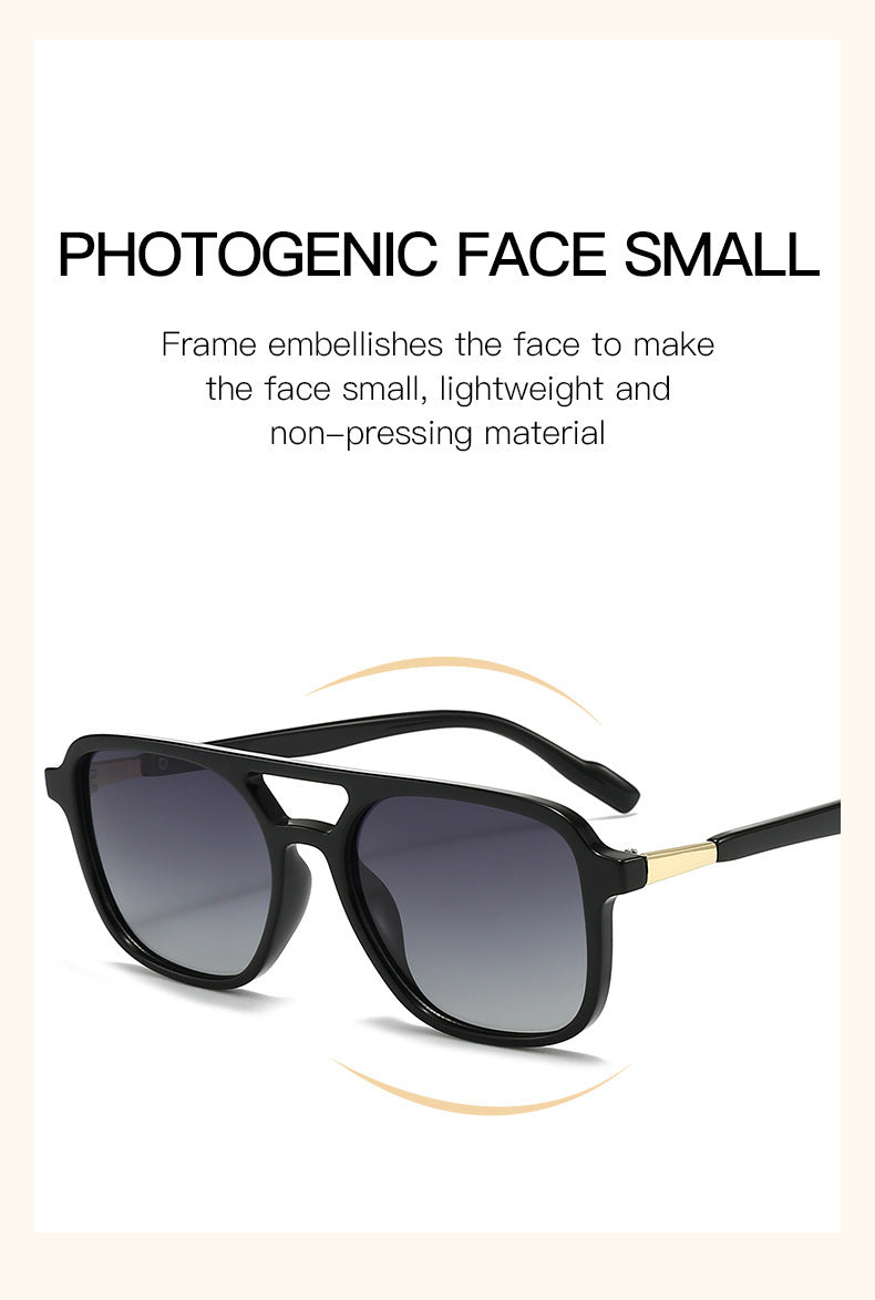 Jelly Yellow Retro Double Bridge Square Frame Polarized Sunglasses - Driving Sun Protection Eyewear