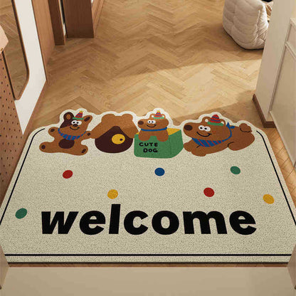 Set of 2 Box Puppy Alien Cartoon PVC Coil Entrance Mats - Non-Slip Dirt Trapping Door Mats (50x80cm)