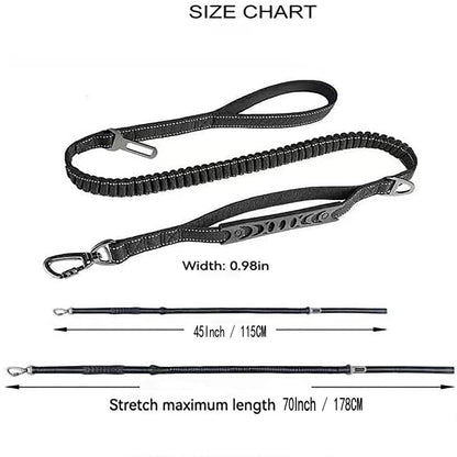 Blue Heavy Duty Elastic Bungee Dog Leash | Anti-Pull Safety Shock Absorber | Multi-Functional Training Lead for Medium to Large Dogs