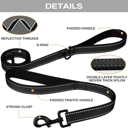 Rose Red 2.5 Meter Heavy Duty Reflective Dog Leash | Double Padded Traffic Handle | Anti-Chafe Tightly Woven Nylon for Large Dogs