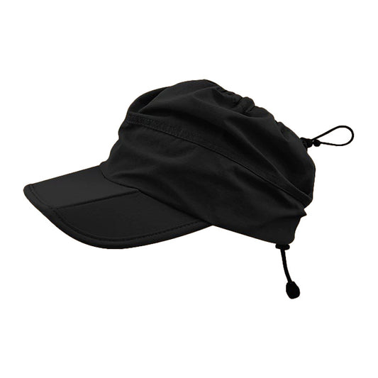 Black Outdoor Quick Dry Sun Hat - Foldable Visor Cap - UV Protection - 55-58cm