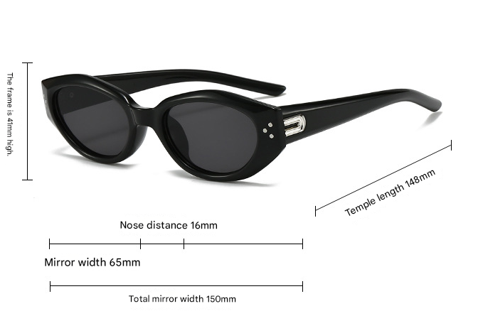 Black Retro Oval Sunglasses for Women | Face-Slimming High-End Design | Ultra-Light UV Protection 3-Piece Set