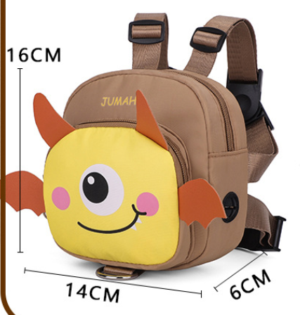 Navy Blue Cute Cartoon Monster Pet Backpack | Small Dog Self-Wearing Snack Bag | Adjustable Harness with Leash Attachment and Waste Bag Dispenser