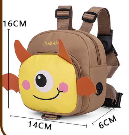 Navy Blue Cute Cartoon Monster Pet Backpack | Small Dog Self-Wearing Snack Bag | Adjustable Harness with Leash Attachment and Waste Bag Dispenser