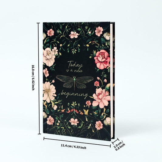 2PCS Elegant Vintage Floral Hardcover Notebook | Today is a New Beginning Dragonfly Journal | Creative A6 Portable Planner.