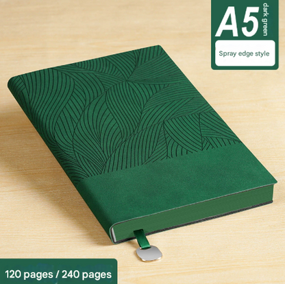 Green 2-Piece Set Premium A5 Business Notebooks | 240 Pages Soft Faux Leather Diary | Professional Color-Edged Journal.