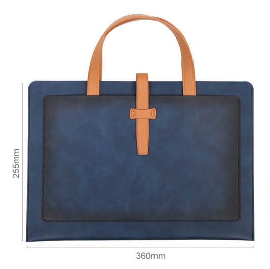 Grey Professional Large Capacity PU Leather Briefcase | Waterproof Business Document Bag | A4 File Portfolio Tote.