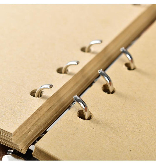 2PCS Green Vintage A5 PU Leather Journal with Leaf Charm - Ring Bound Refillable Notebook Set.