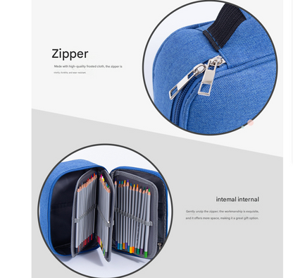 Grey  Multi-functional Oxford Cloth Storage for Students, Large Capacity 72-Slot Pencil Case -Artists & Stationery (23x7x16 cm, 228g).