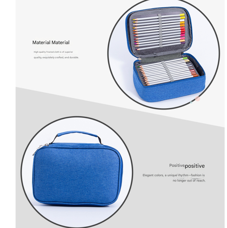 Grey  Multi-functional Oxford Cloth Storage for Students, Large Capacity 72-Slot Pencil Case -Artists & Stationery (23x7x16 cm, 228g).