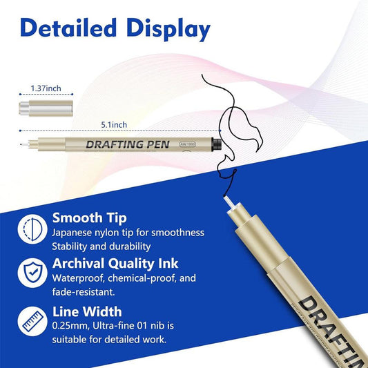 0.2mm 24-Piece Precision Drawing Pen Set - Waterproof Anime Sketching Pens for Students, Assorted Tips.