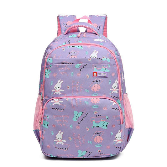 Purple Premium Large Capacity Cute Cartoon Student Backpack | Multi-Layered Casual School Bag | Ergonomic Travel Daypack for Kids 46cm.