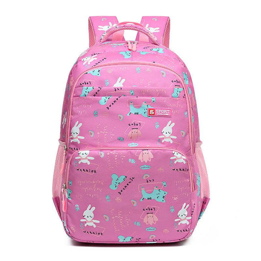 Rose Red Premium Large Capacity Cute Cartoon Student Backpack | Multi-Layered Casual School Bag | Ergonomic Travel Daypack for Kids 46cm.